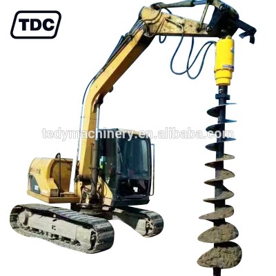 Excavator hydraulic rotating drill augers